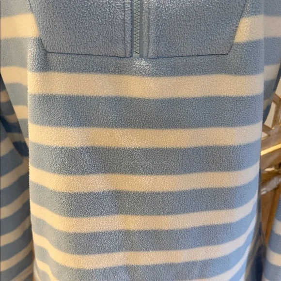 Talbots HALF-ZIP MICROFLEECE TOP - HARBOR STRIPE Size Medium - Picture 5 of 10